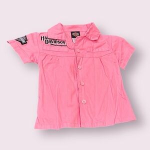Baby Harley-Davidson Pink Button Down Shirt with Logo Detail